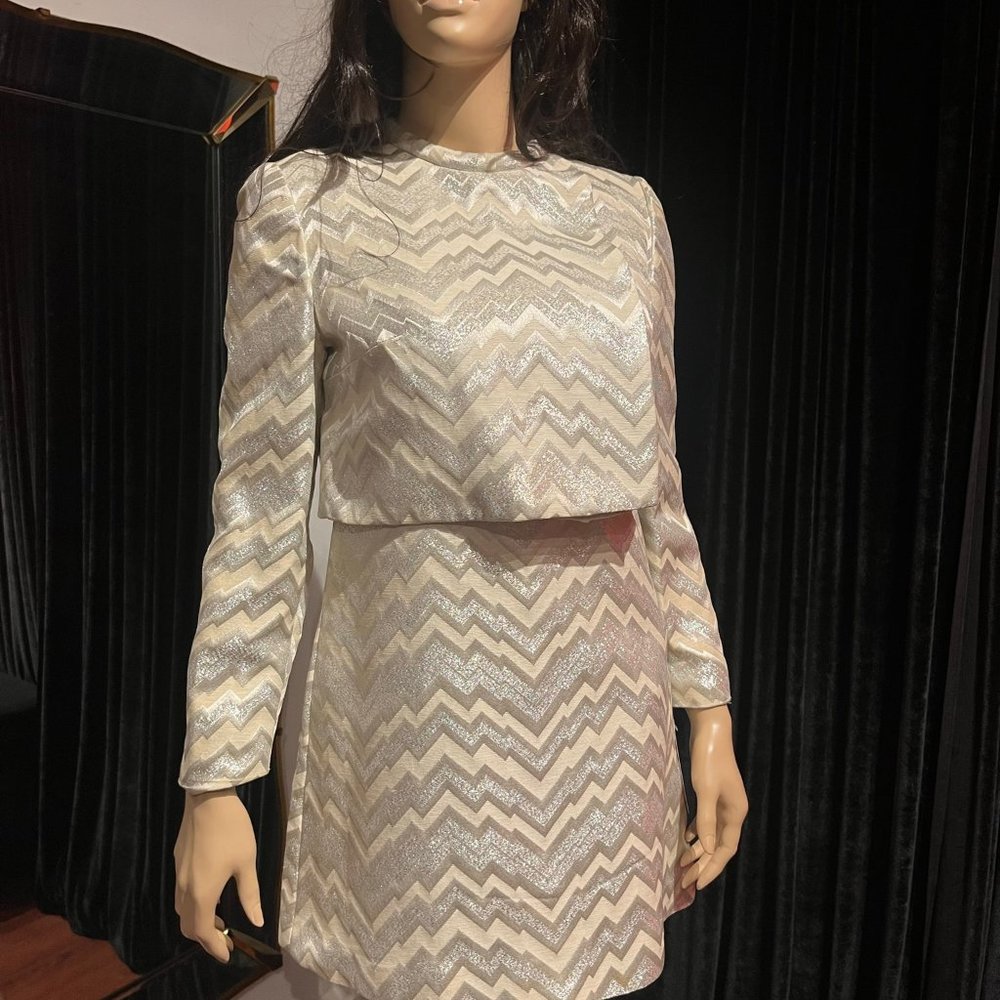 1960s space age-mod mini dress with matching jacket.
